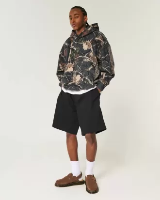 Kastenförmiger Kapuzenpullover mit Camouflage-Muster