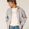 Kastenförmiger Kapuzenpullover mit Camouflage-Muster und Reißverschluss Kastenförmiger Kapuzenpullover mit Camouflage-Muster und Reißverschluss