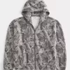 Kastenförmiger Kapuzenpullover mit Camouflage-Muster und Reißverschluss