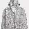 Kastenförmiger Kapuzenpullover mit Camouflage-Muster und Reißverschluss Kastenförmiger Kapuzenpullover mit Camouflage-Muster und Reißverschluss