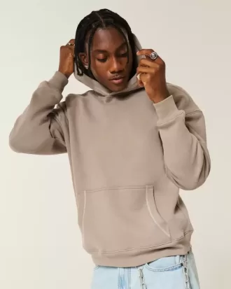 Kastenförmiger Kapuzenpullover mit Kontraststichen