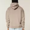 Kastenförmiger Kapuzenpullover mit Kontraststichen Kastenförmiger Kapuzenpullover mit Kontraststichen
