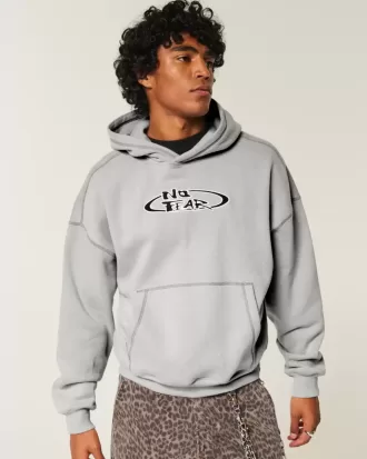 Kastenförmiger Kapuzenpullover mit „No Fear“-Grafik