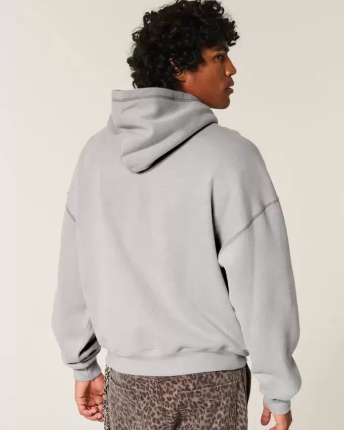 Kastenförmiger Kapuzenpullover mit „No Fear“-Grafik