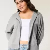 Kastenförmiger Kapuzenpullover mit Reißverschluss