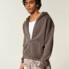 Kastenförmiger Kapuzenpullover mit Reißverschluss