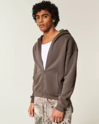 Kastenförmiger Kapuzenpullover mit Reißverschluss