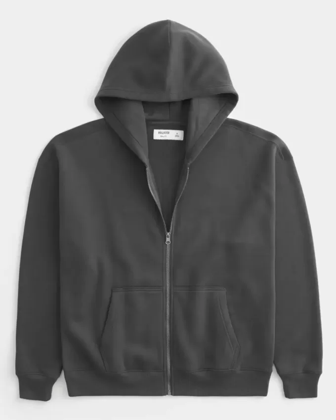 Kastenförmiger Kapuzenpullover mit Reißverschluss