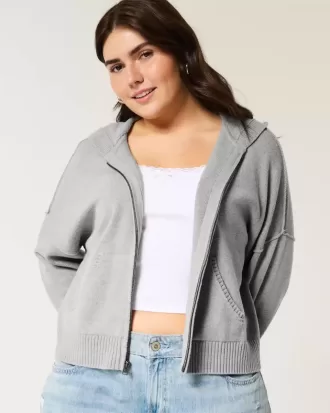 Kastenförmiger Kapuzenpullover mit Reißverschluss