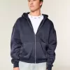 Kastenförmiger Kapuzenpullover mit Reißverschluss Kastenförmiger Kapuzenpullover mit Reißverschluss