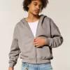 Kastenförmiger Kapuzenpullover mit Reißverschluss