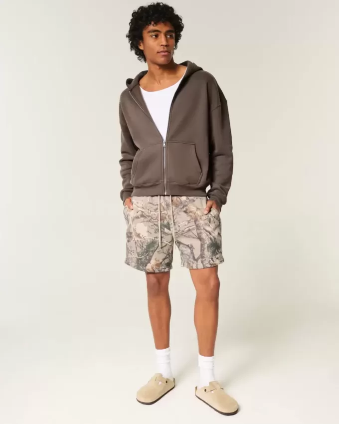 Kastenförmiger Kapuzenpullover mit Reißverschluss