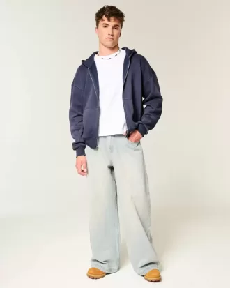 Kastenförmiger Kapuzenpullover mit Reißverschluss
