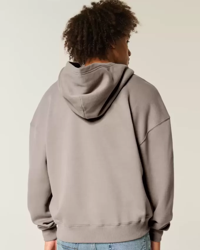 Kastenförmiger Kapuzenpullover mit Reißverschluss
