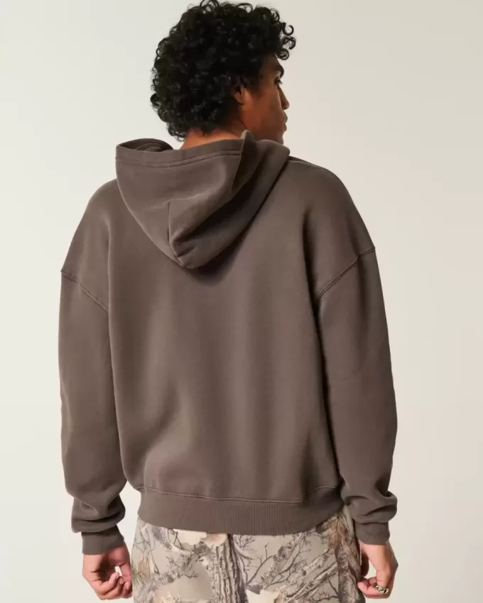 Kastenförmiger Kapuzenpullover mit Reißverschluss