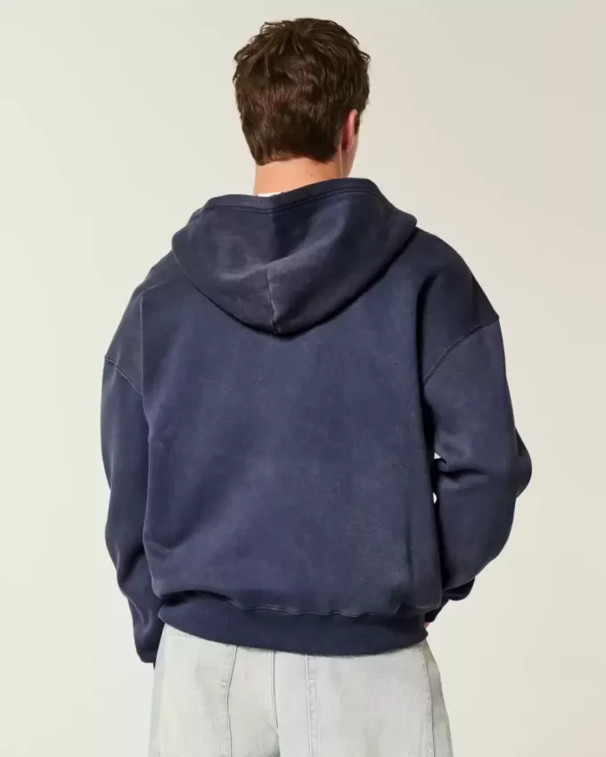 Kastenförmiger Kapuzenpullover mit Reißverschluss Kastenförmiger Kapuzenpullover mit Reißverschluss