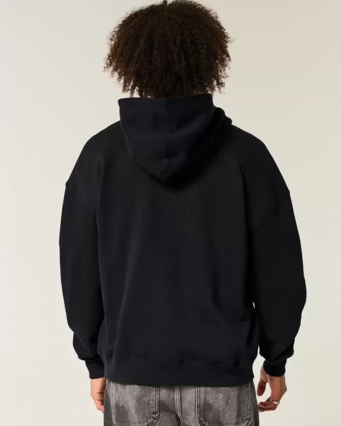 Kastenförmiger Kapuzenpullover mit Reißverschluss Kastenförmiger Kapuzenpullover mit Reißverschluss
