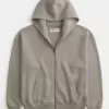 Kastenförmiger Kapuzenpullover mit Reißverschluss