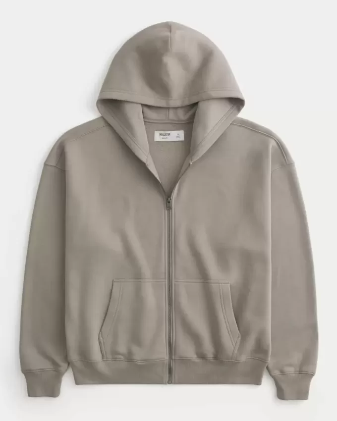 Kastenförmiger Kapuzenpullover mit Reißverschluss