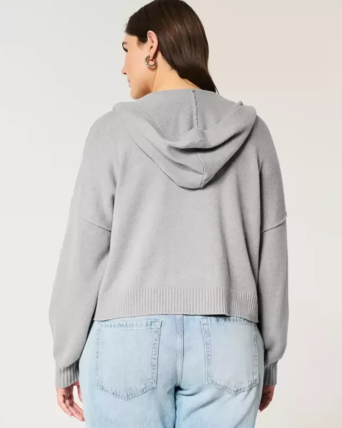 Kastenförmiger Kapuzenpullover mit Reißverschluss