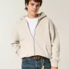 Kastenförmiger Kapuzenpullover mit Reißverschluss