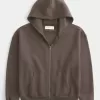 Kastenförmiger Kapuzenpullover mit Reißverschluss