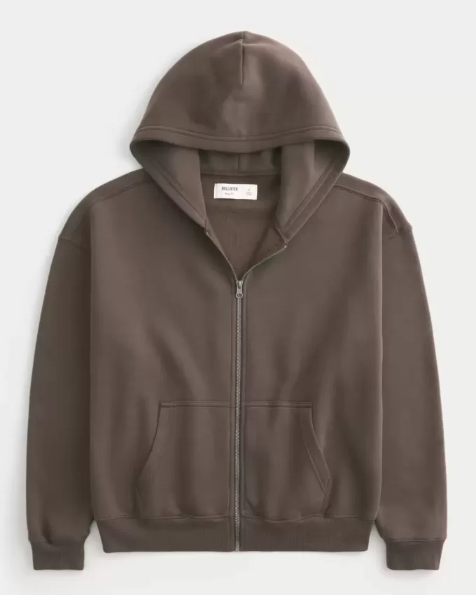 Kastenförmiger Kapuzenpullover mit Reißverschluss