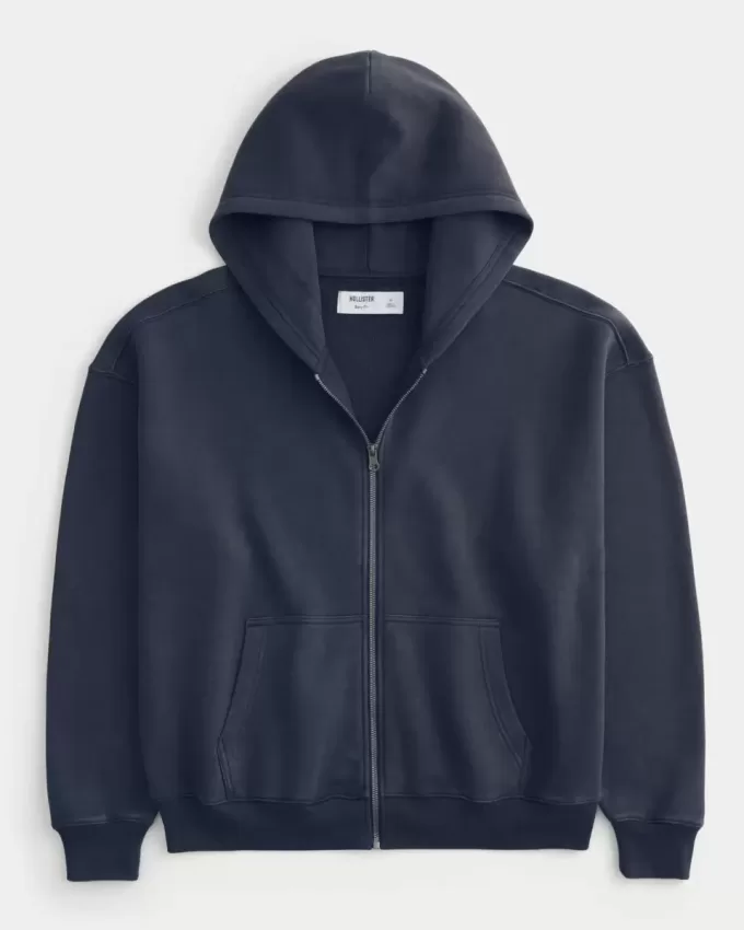Kastenförmiger Kapuzenpullover mit Reißverschluss Kastenförmiger Kapuzenpullover mit Reißverschluss