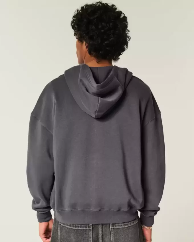 Kastenförmiger Kapuzenpullover mit Reißverschluss