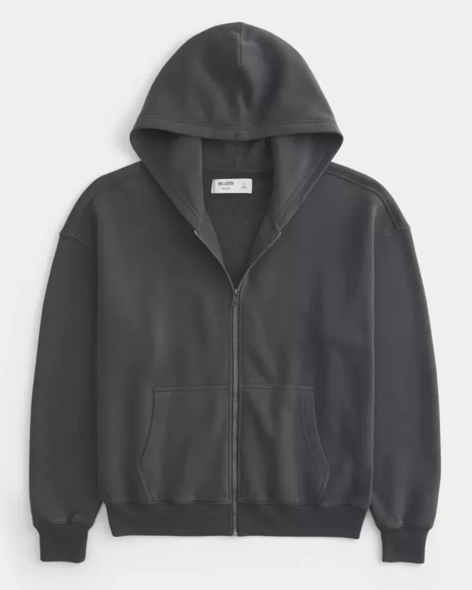 Kastenförmiger Kapuzenpullover mit Reißverschluss