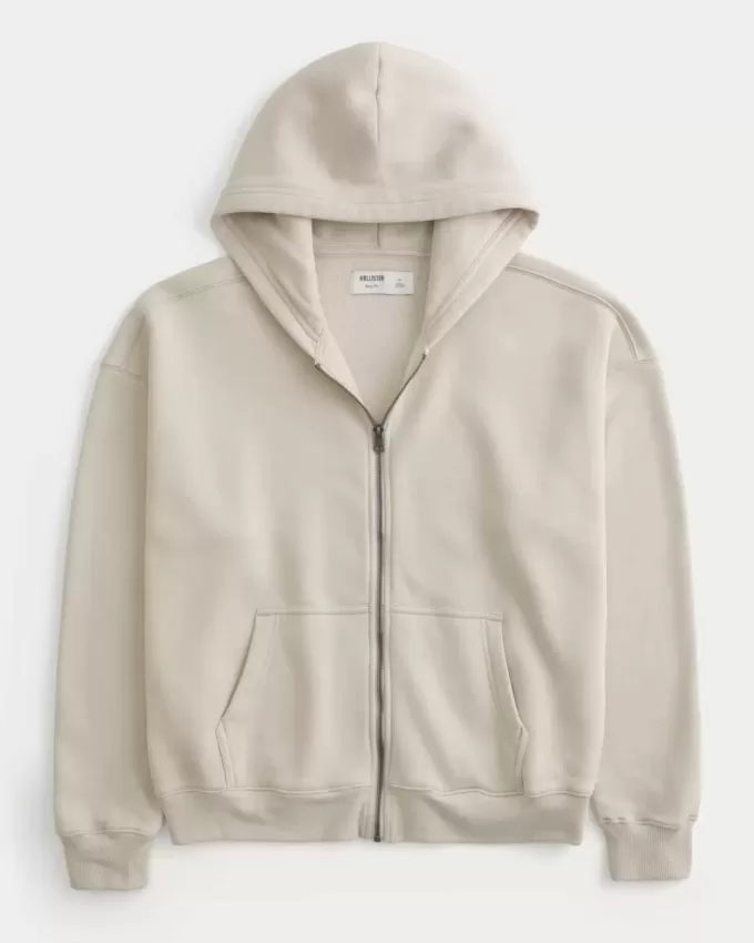 Kastenförmiger Kapuzenpullover mit Reißverschluss