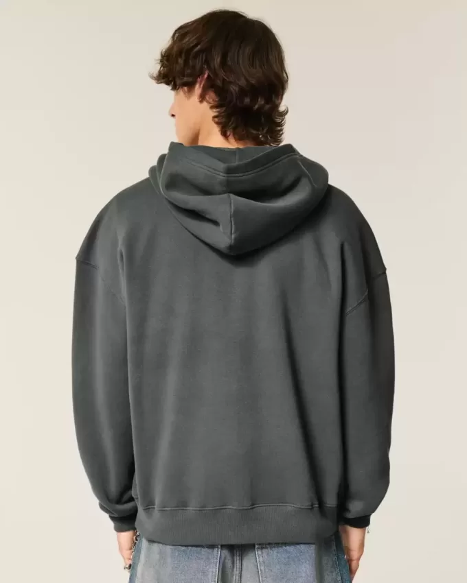 Kastenförmiger Kapuzenpullover mit Reißverschluss