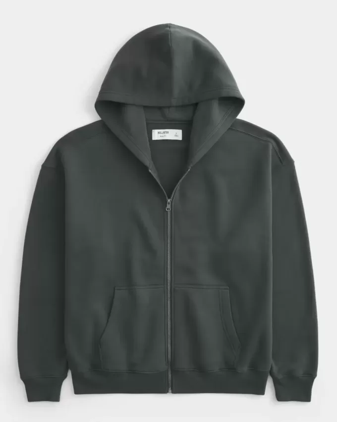 Kastenförmiger Kapuzenpullover mit Reißverschluss