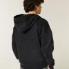 Kastenförmiger Kapuzenpullover mit Reißverschluss und Flammengrafik