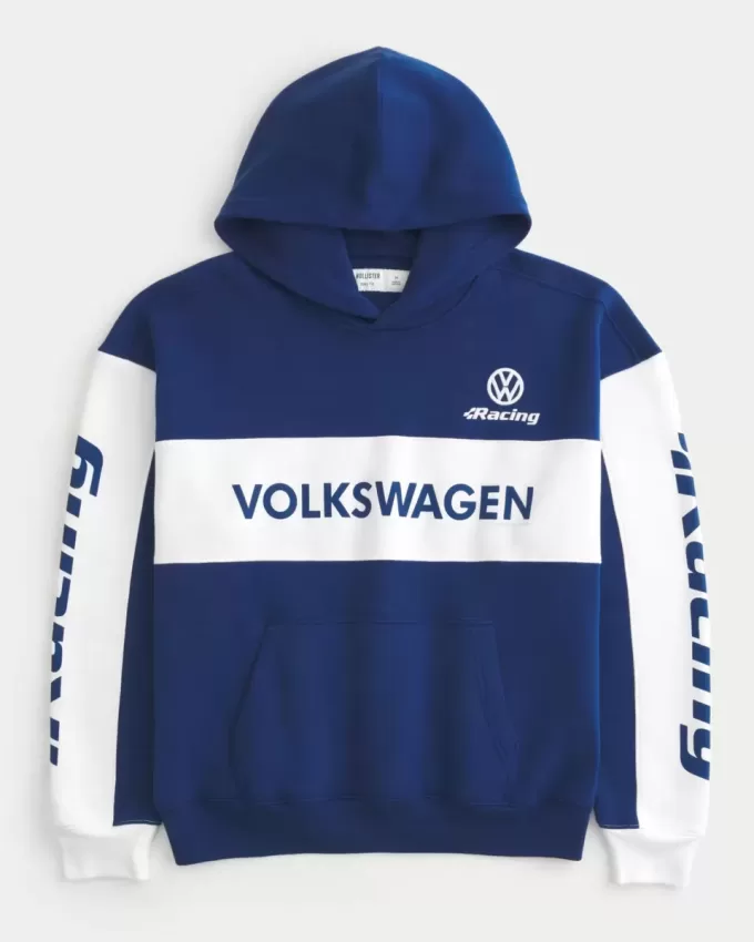 Kastenförmiger Kapuzenpullover mit Volkswagen Racing-Grafik