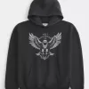 Kastenförmiger Kapuzenpullover mit West Hollywood-Grafik Kastenförmiger Kapuzenpullover mit West Hollywood-Grafik
