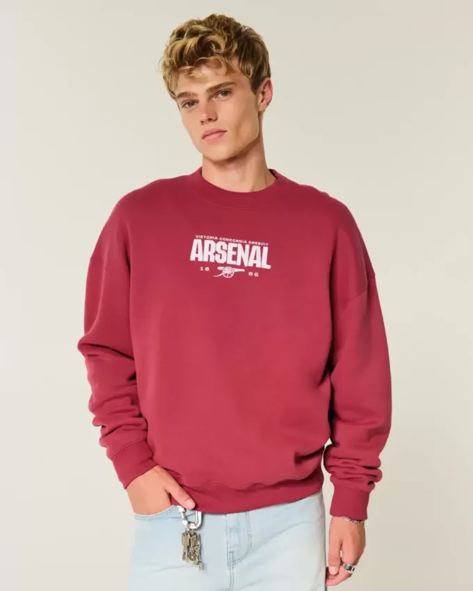 Kastenförmiges Arsenal FC-Sweatshirt mit Rundhalsausschnitt und Grafik