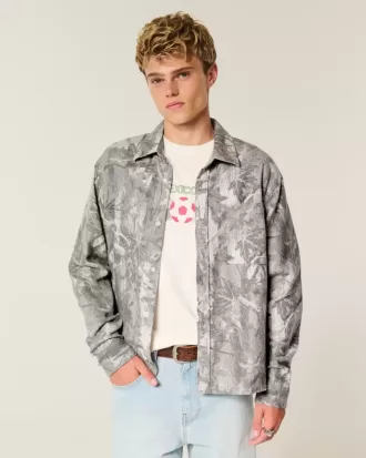Kastenförmiges Flanellhemd mit Camouflage-Muster