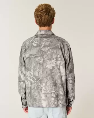 Kastenförmiges Flanellhemd mit Camouflage-Muster