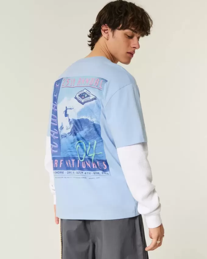 Kastenförmiges Hawaii-Surf-T-Shirt mit Grafik