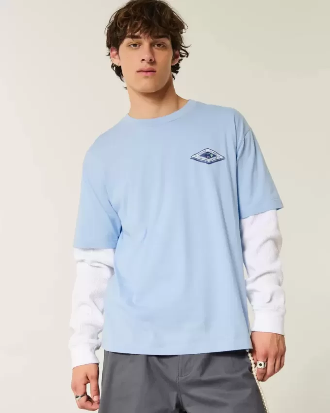 Kastenförmiges Hawaii-Surf-T-Shirt mit Grafik