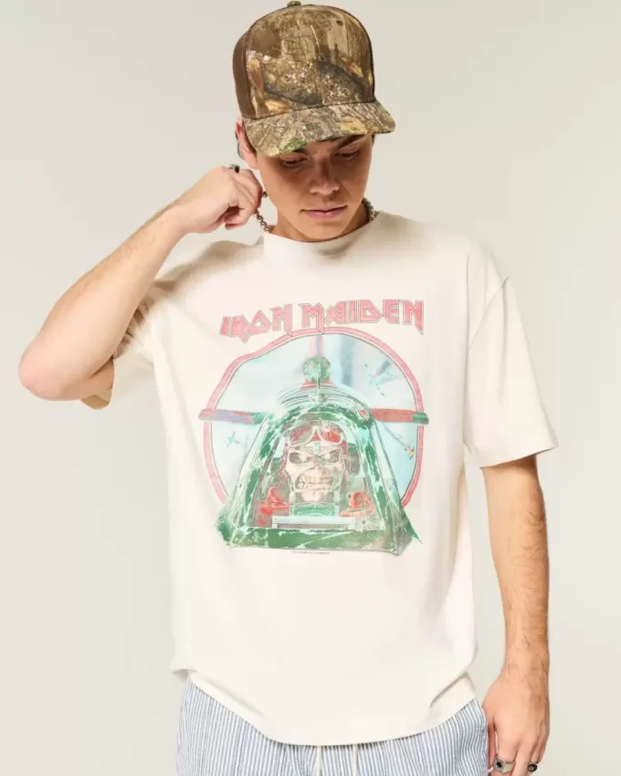 Kastenförmiges Iron Maiden-T-Shirt mit Grafik Kastenförmiges Iron Maiden-T-Shirt mit Grafik