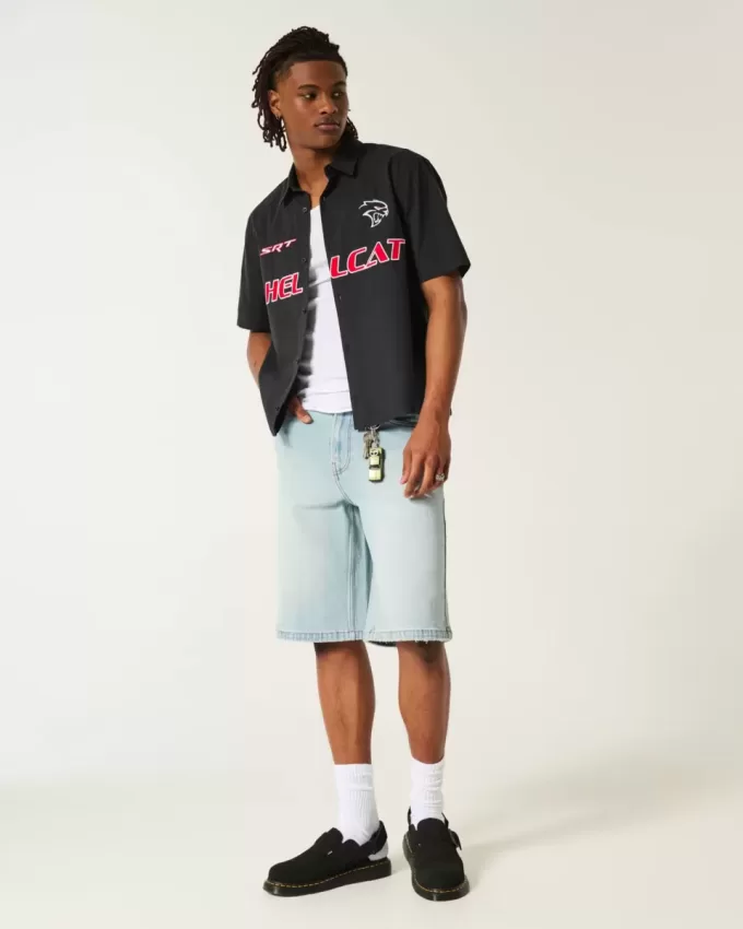 Kastenförmiges Kurzarm-Shirt mit Dodge Hellcat-Grafik Kastenförmiges Kurzarm-Shirt mit Dodge Hellcat-Grafik
