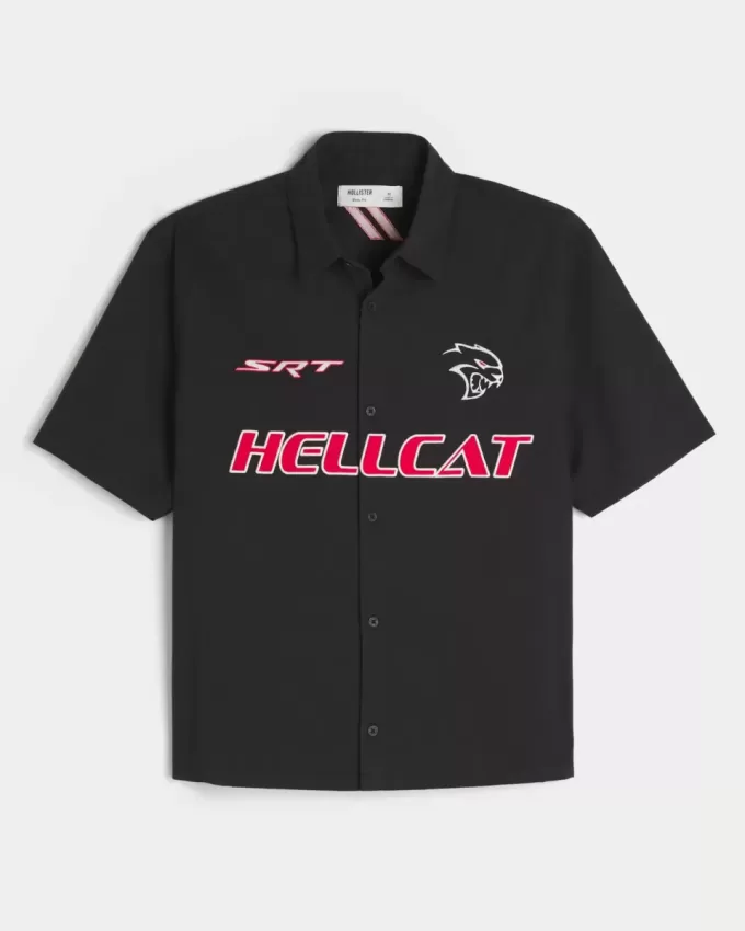 Kastenförmiges Kurzarm-Shirt mit Dodge Hellcat-Grafik Kastenförmiges Kurzarm-Shirt mit Dodge Hellcat-Grafik