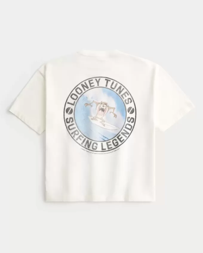 Kastenförmiges, kurzes Looney Tunes Taz-Grafik-T-Shirt Kastenförmiges, kurzes Looney Tunes Taz-Grafik-T-Shirt