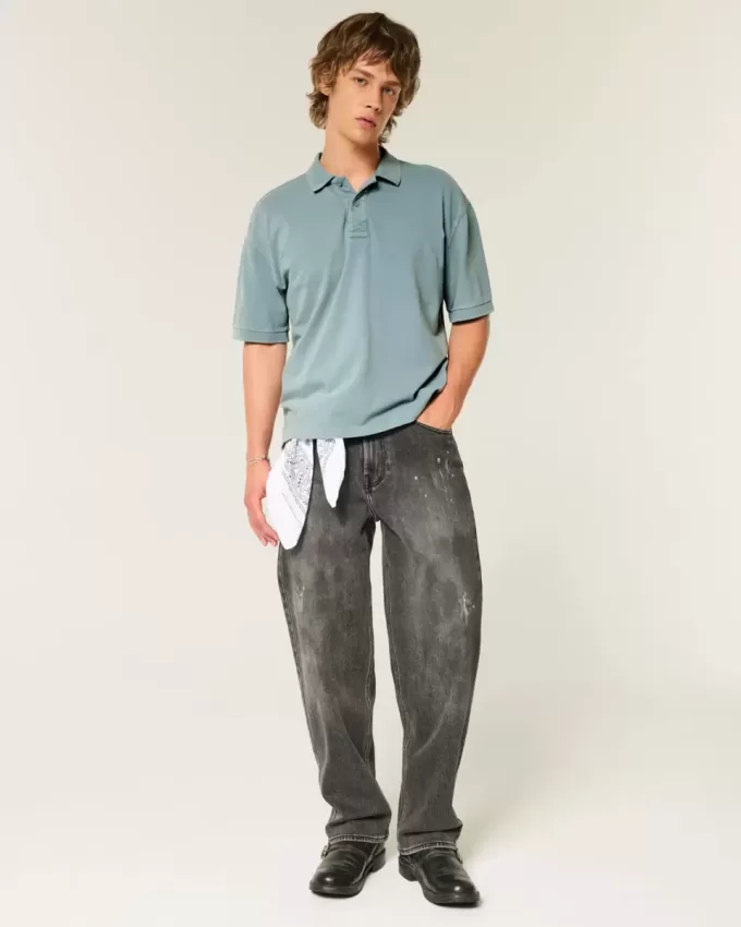 Kastenförmiges, kurzes Poloshirt Kastenförmiges, kurzes Poloshirt