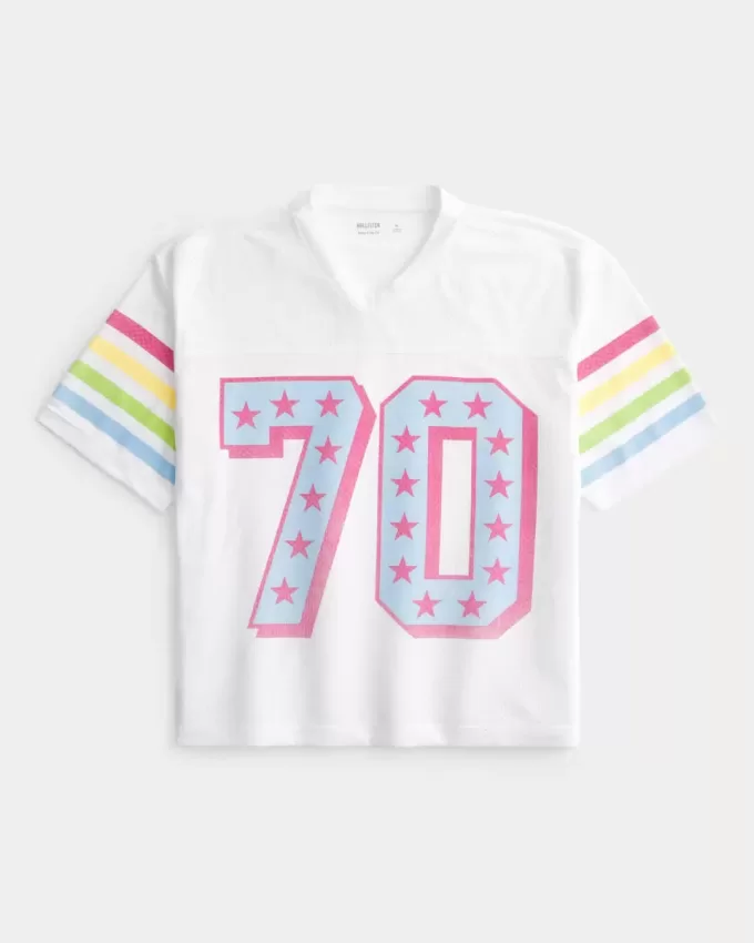 Kastenförmiges, kurzes Trikot mit Zahlengrafik Kastenförmiges, kurzes Trikot mit Zahlengrafik