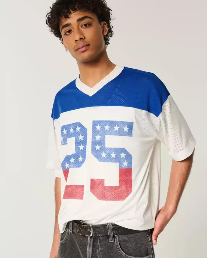 Kastenförmiges, kurzes Trikot mit Zahlengrafik Kastenförmiges, kurzes Trikot mit Zahlengrafik