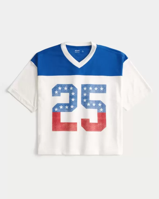 Kastenförmiges, kurzes Trikot mit Zahlengrafik Kastenförmiges, kurzes Trikot mit Zahlengrafik