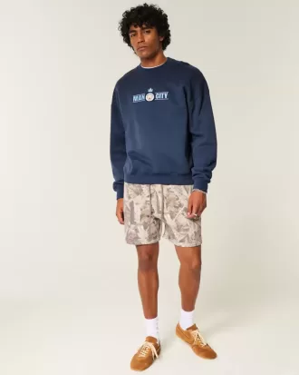 Kastenförmiges Manchester City FC-Sweatshirt mit Rundhalsausschnitt und Grafik